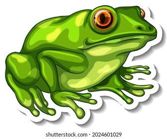 A sticker template with a green frog isolated illustration