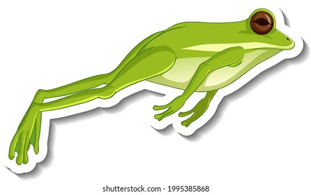 녹색 개구리 점프가 있는 스티커 템플릿