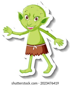 A sticker template with a green goblin or troll cartoon character illustration