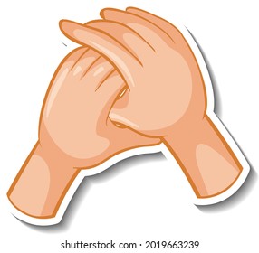 A sticker template with hands holding together isolated illustration