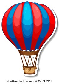 Sticker template with hot balloon air in cartoon style illustration