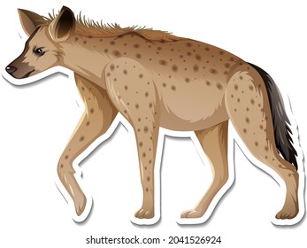 A sticker template of hyena cartoon character illustration