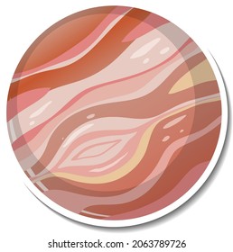 Sticker template with Jupiter planet isolated illustration