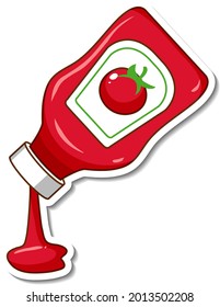 A sticker template with a ketchup bottle illustration