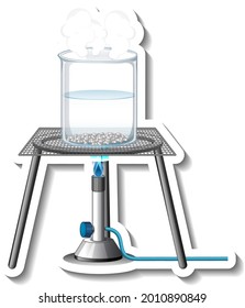 A sticker template with laboratory glassware isolated illustration