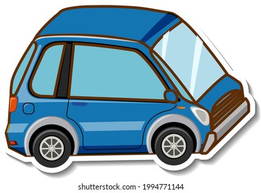 Una plantilla de pegatinas con mini auto en una ilustración aislada estilo caricatura