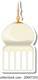 A sticker template with Mosque building isolated illustration