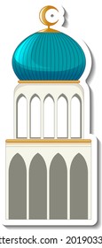 Una plantilla de pegatinas con la construcción de mezquitas ilustración aislada