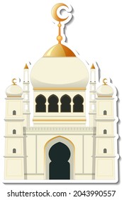 A sticker template with Mosque building isolated illustration