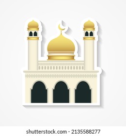 A sticker template with mosque building isolated. - Vector.