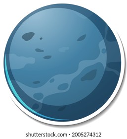 A sticker template with neptune in cartoon style isolated illustration