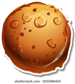Sticker template with orange asteroid isolated illustration
