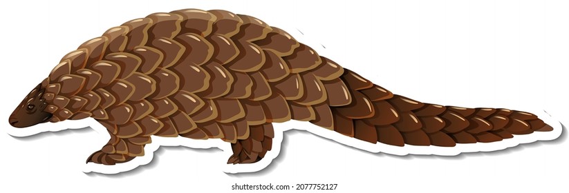 A sticker template of pangolin cartoon character illustration