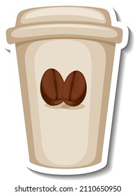 A sticker template of a paper cup of coffee isolated illustration