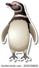 A sticker template of penguin cartoon character illustration