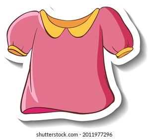 A sticker template with a pink shirt for women isolated illustration