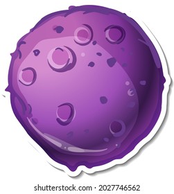 Sticker template with purple asteroid isolated illustration