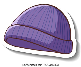 A sticker template with a purple beanie hat isolated illustration