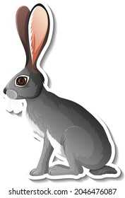 A sticker template of rabbit cartoon character illustration