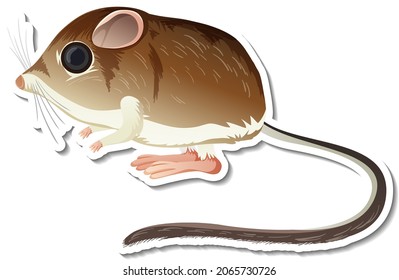 A sticker template of rat cartoon character illustration