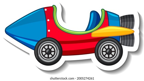 Sticker template with Rocket rides at fun fair isolated illustration