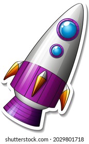 A sticker template with Rocket Ship Cartoon isolated illustration