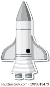 Sticker template with rocket ship isolated illustration