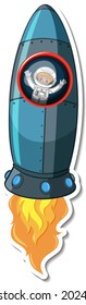 Sticker template with rocket ship isolated illustration