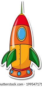 A sticker template with Rocket Space Cartoon isolated illustration