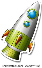 A sticker template with Rocket Space Cartoon isolated illustration