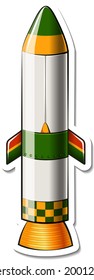 Una plantilla de pegatinas con la ilustración aislada de Rocket Space Cartoon
