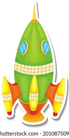 A sticker template with Rocket Space Cartoon isolated illustration