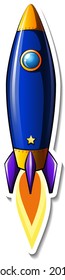A sticker template with Rocket Space Cartoon isolated illustration