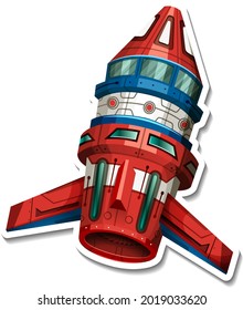 A sticker template with Rocket Space Cartoon isolated illustration