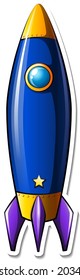A sticker template with Rocket Space Cartoon isolated illustration