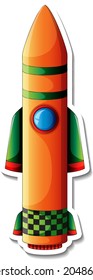 A sticker template with Rocket Space Cartoon isolated illustration