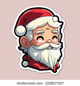 Sticker template with Santa Claus, xmas Santa stickers pack. New-year holidays