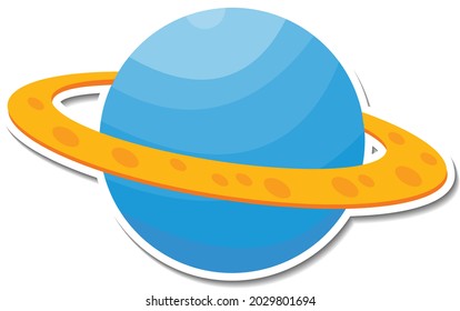 A sticker template with saturn in cartoon style isolated illustration