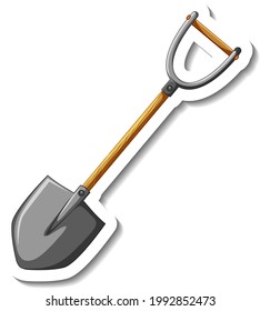 Sticker template with a shovel gardening tool isolated illustration