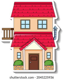 Sticker template with a single house isolated illustration