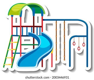 A sticker template with slide and bar playground equipment illustration