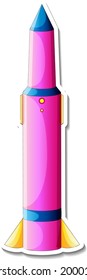 A sticker template with Space Ship Cartoon isolated illustration