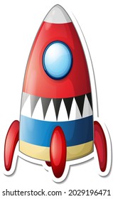 Eine Aufklebervorlage mit Cartoon-Einzelbild von Space Ship