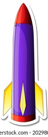 A sticker template with Space Ship Cartoon isolated illustration