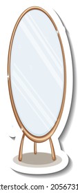 A Sticker Template Of A Standing Mirror  Isolated Illustration