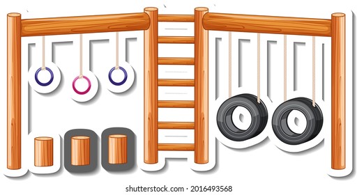 Sticker template with Still Rings for playground isolated illustration