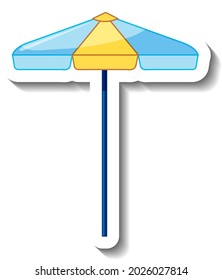 Sticker template with summer beach umbrella isolated illustration