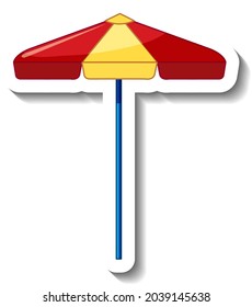 Sticker template with summer beach umbrella isolated illustration