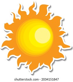 A sticker template with the sun in cartoon style isolated illustration