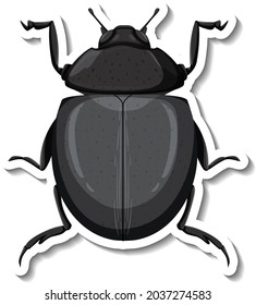 A sticker template with top view of a beetle isolated illustration